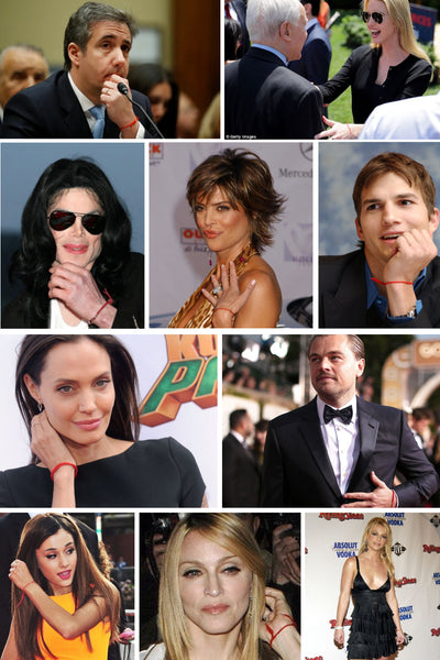celebrities wearing red bracelet