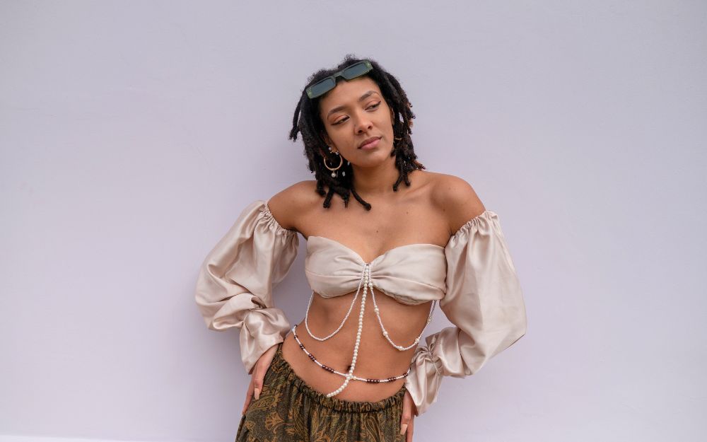 African woman wearing waist beads