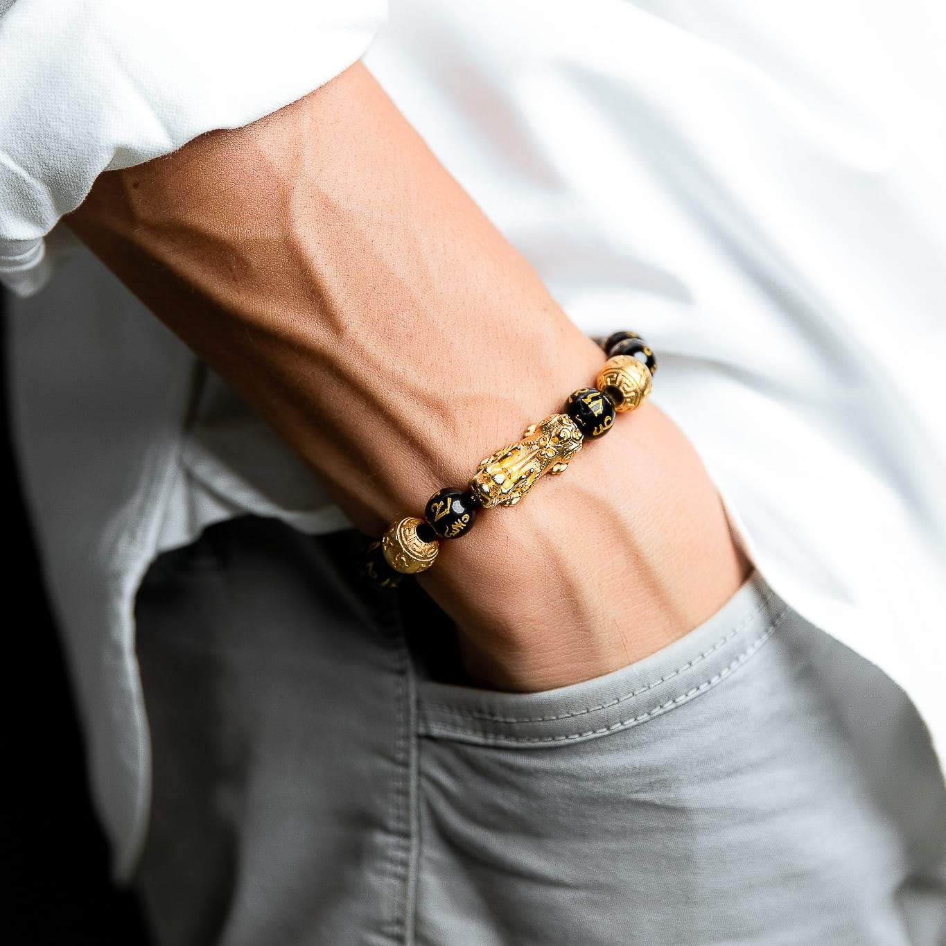 crystal bracelet for men - black obsidian bracelet
