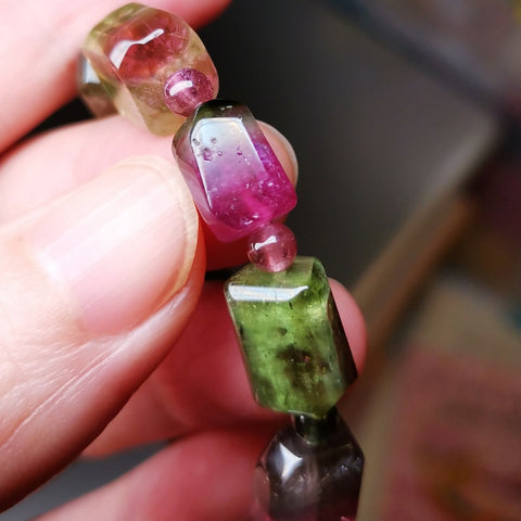 watermelon tourmaline bracelet - crystal bracelet