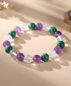Triple Healing Bracelet – Amethyst, Malachite, Clear Quartz