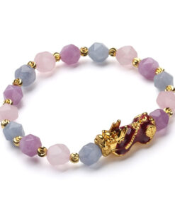 The Prosperity Bracelet - Amethyst, Aquamarine, Rose Quartz Pixiu