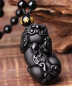 Black Obsidian Pixiu Necklace - Wealth Protection