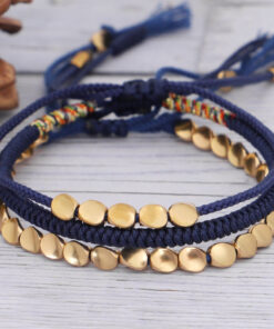 Blue Copper Beads Bracelet Set - Healing, Good Luck, & Harmony