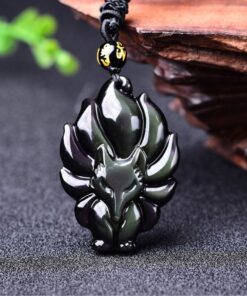 Nine-Tailed Fox Rainbow Obsidian Necklace - Love & Fidelity