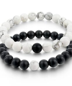 Black & White Distance Bracelets Bundle - For Couples