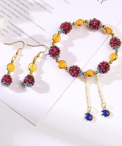 Natural Garnet Chalcedony Bracelet & Earrings Set - Passion, Joy, Beauty