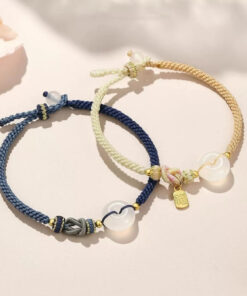 White Agate Fu Couple Bracelets - Give the Gift of Luck