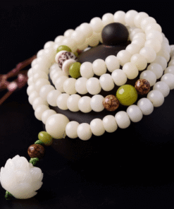 White Jade Bodhi Seed Mala - 108 Beads Bracelet/Necklace
