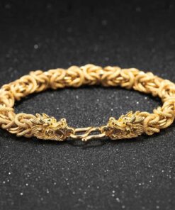 Double-Headed Golden Dragon Bracelet - Success & Fortune