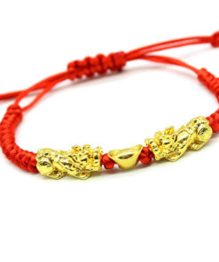 Double Pixiu Ingot & Lucky Red Rope Bracelet
