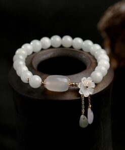 Natural Light Green Jade Bead Bracelet - Luck & Harmony